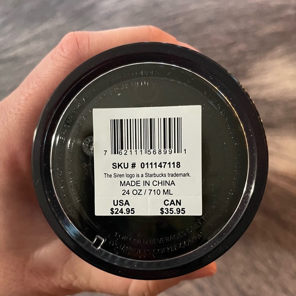 NEW - Starbucks Holiday Ribbon 24oz Green & Red Straw Topper Tumbler - Picture 5 of 6